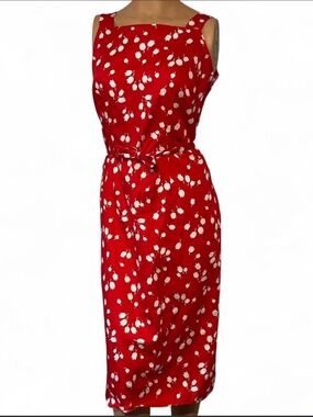 Liz Claiborne Red Floral Belted Dress